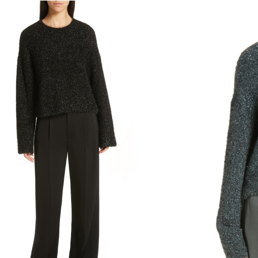 NEW • Vince • Boxy Metallic Slouchy Sweater Black - Picture 4 of 8